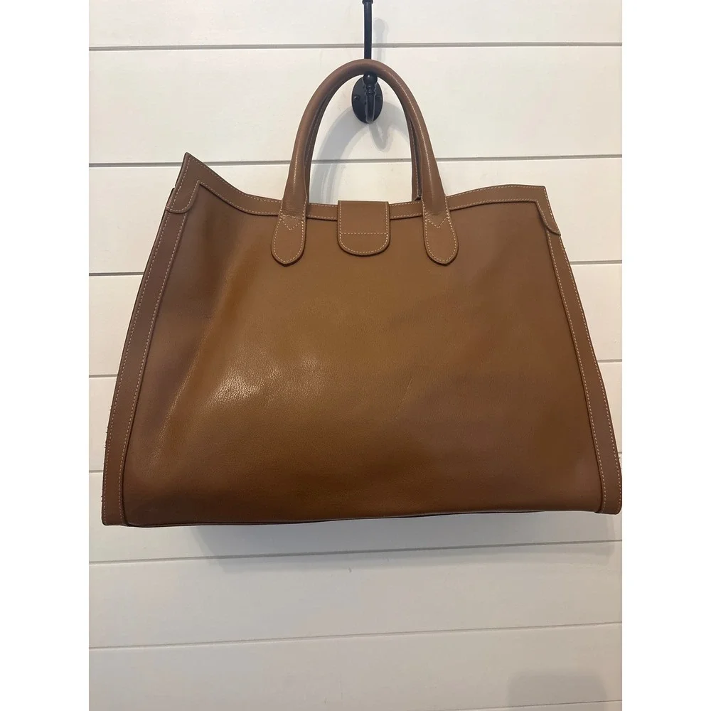 CLAUDIA Firenze made in ITALY Cognac Brown Leather Large Purse Bag Gold Lock